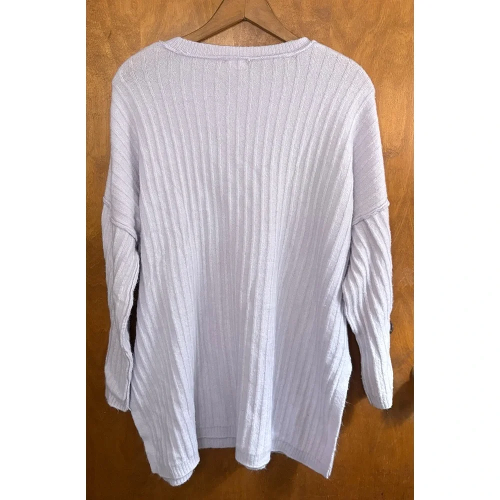 Free People Around The Clock Pullover Sweater Ribbed Henley Oversized Lavender